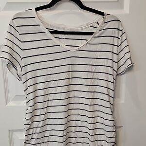 Ingrid & Isabel Black and White Striped Short Sleeve Tee